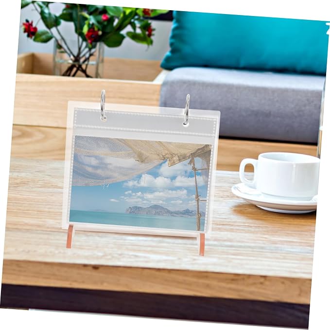 Luxshiny Desktop Acrylic Photo Album Stand for Photos Flip Calendar Style Display Holder for Weddings Graduations and Stylish Tabletop Decor