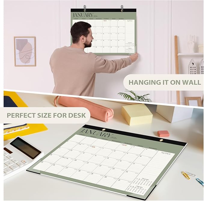 Desk Calendar 2025-2026, Runs Until December 2026 - Large Size 17" x 12" Desktop/Wall Monthly Calendar with To Do List, Personal Desk Calendar Planner for Home, School, Office (Pack of 2)