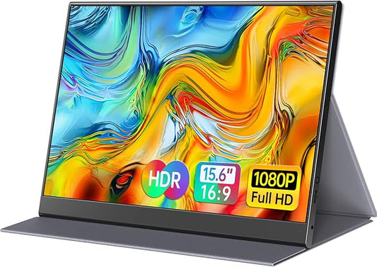 15.6inch Portable Monitor,1080P USB-C HDMI Second External Monitor for Laptop,PC,Mac Phone,PS,Xbox,Swich,IPS Ultra-Thin Zero Frame Gaming Display/Premium Smart Cover