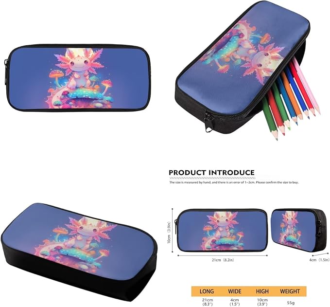 WELLFLYHOM Customized Axolotl Kids Girls Backpack Set 6-8 4Pcs with Lunch Box Pencil Case Water Bottle Sleeve Moon Mushroom Elementary School Daypack Back to School Season Supplies Purple