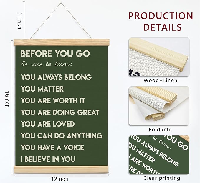 Mental Health Positive Inspirational Wall Art Decor,Therapist Office Signs Wall Art Decor For Office Kids Teen Girls Room Bedroom Playroom Wall Decor Wood Posters Framed（dark green）