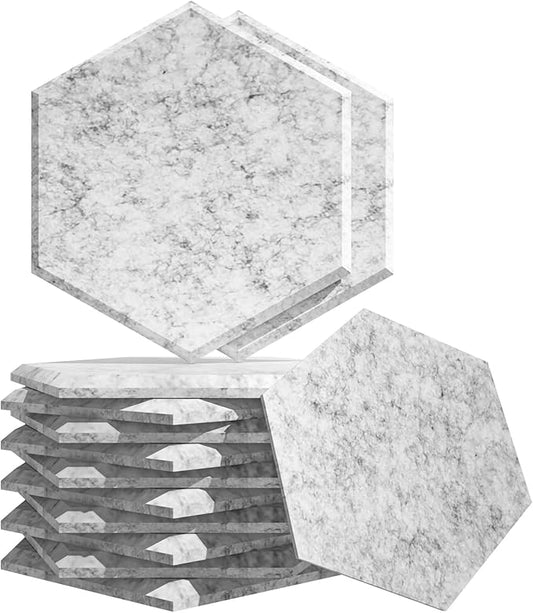 15 Pack Hexagon Sound Proof Foam Panels for Walls, Acoustic Panels 12" x 12" x 0.35" High Density Sound Absorbing Tiles for Home Studio, Office, Gaming Room & Theater