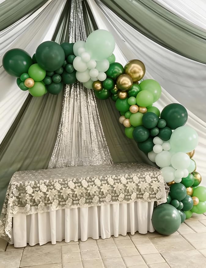Green Balloon Arch Garland Kit,131PCS Graduation Balloon Arch Kit, Shades of Green and Gold Balloons in Different Sizes for Graduation Party 2026, Jungle Safari Birthday, Baby Shower Decor