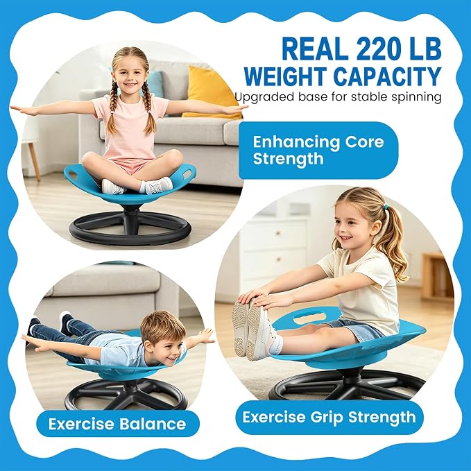 Spinning Chair for Autistic Kids Upgrade Handle Sensory Spinning Chair, 360° Silent Swivel Chair for Kids, Sensory Chair for ADHD Kids for Home & Classroom