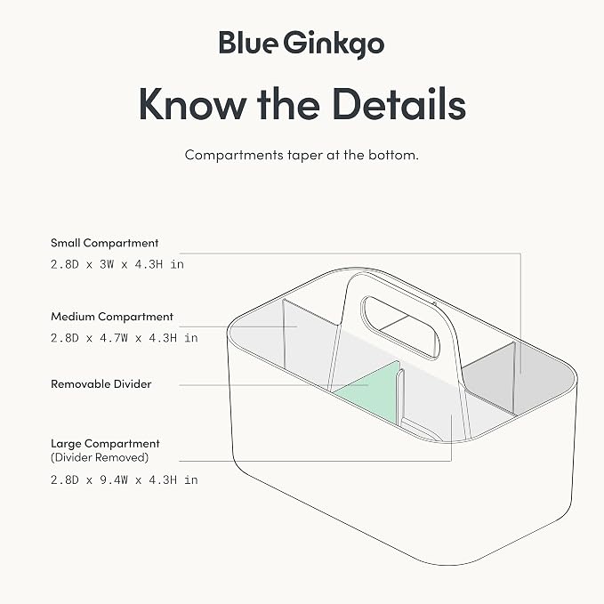 BLUE GINKGO Stackable Organizer Caddy, Rectangle, Yellow, Made in Korea | Portable. Adjustable. Home, Office & School Storage.