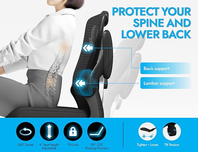 Ergalithic Office Chair: Mesh Ergonomic Desk Chair with 3D Lumbar & Swivel | 330LBS Computer Chair-Executive Task Chairs with Flip-up Arms Home Office Chairs Gaming Chair for Long Hours(Black-Pack of 5)