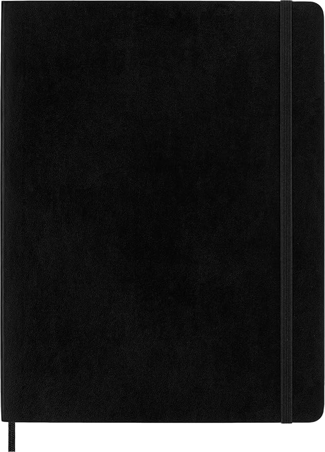 Moleskine Classic Notebook, Soft Cover, XL (7.5" x 9.5") Squared/Grid, Black, 192 Pages