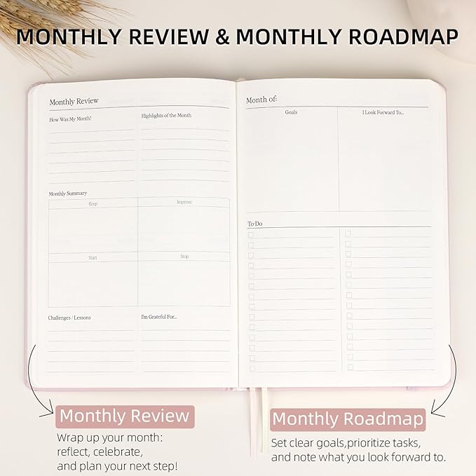 2026 Planner - Undated Monthly, Weekly & Daily Planner for Planning Your Success - To Do List, Habit Tracker, Hardcover, Aesthetic, Academic, Stylish School or Office Supplies (Pink, A5)