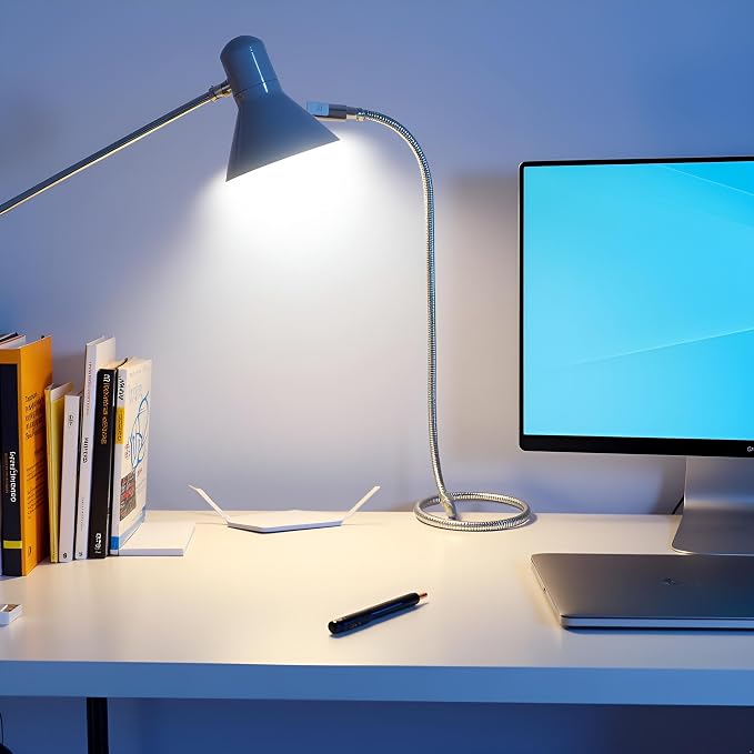 Silver USB Flexible Light Gooseneck Led Glowing Lamp Laptop Computers Studying for Office Working Writing Reading Accessories Desk Lamps Office Adjustable Led, Lamps and Shades, Table Light