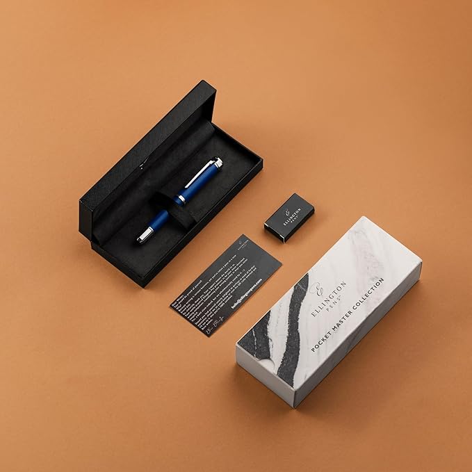 Ellington Pens Pocket Size Fountain Pen – Luxury Travel Calligraphy Pen | Premium Executive Writing Tool | Includes 1 Ink Cartridge, 3 Converters & Gift Box