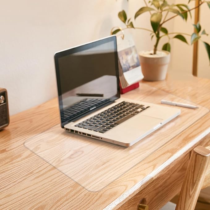 Clear Desk Mat, Non-Slip PVC Desk Protector Mat (35.4"*16.9") | Desk Mat with Round Edge, Heat Resistant & Waterproof Clear Desk Writing Mat for Home and Office