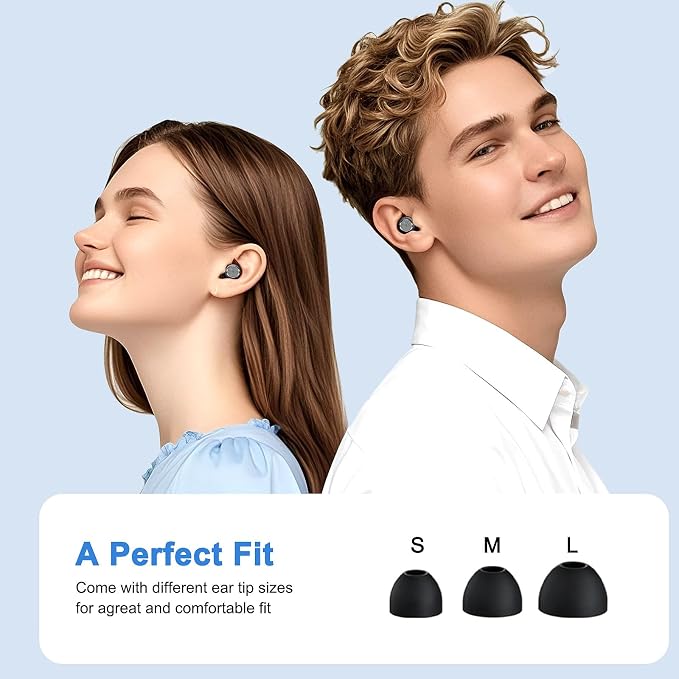 Reusable Silicone Ear Plugs, 41dB NRR Noise Cancelling Earplugs, Washable Soft Noise Reduction Earplugs with Portable Case for Sleeping Snoring Travel Work Study(Black)