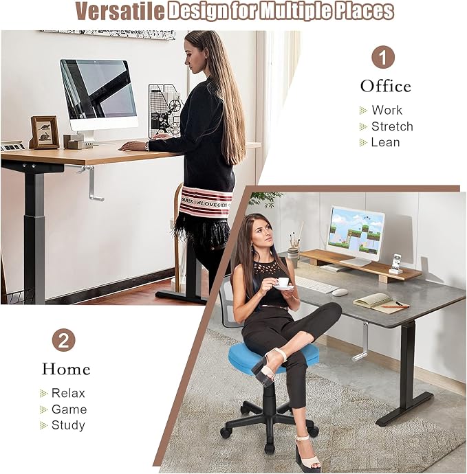 Tangkula Hand Crank Stand Up Desk Frame, Manual Height Adjustable Standing Workstation with Foldable Crank Handle, Cable Management Tray, Headphone Hook, Ergonomic Sit Stand Desk Frame for Home Office
