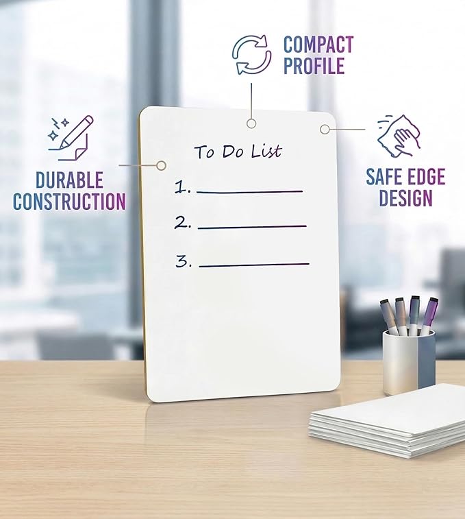 Small White Dry Erase Board for Kids 6pk. Double Sided Lapboard Mini Ideal Dry Erase Board Perfect for Homeschool Supplies, Office, Classroom