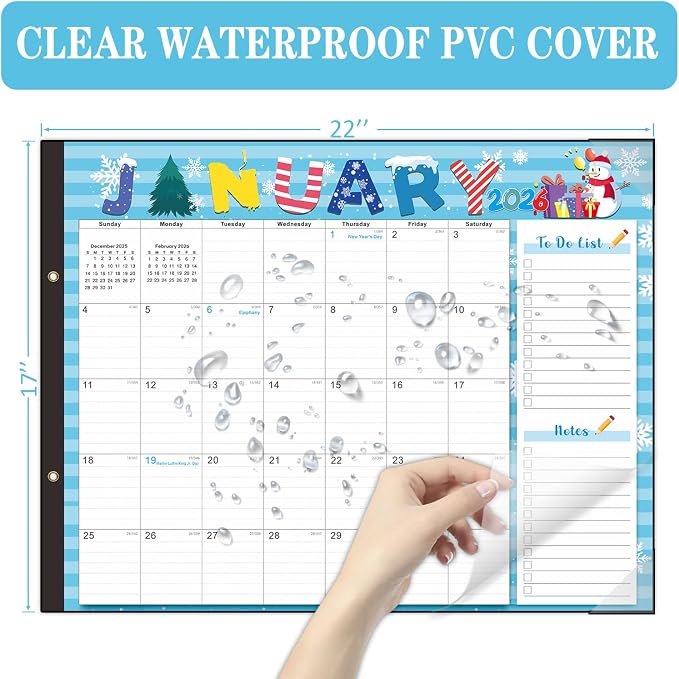 Lateefah Desk Calendar 2025, Large 22'' x 17'' Desk Calendar 2025-2026, 18 Month Desktop Calendars for Home & Office, Use July 2025 to December 2026