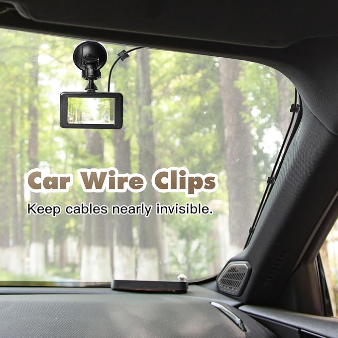 50Pcs Strong Black Adhesive Cable Clips, Dash cam Clips, car Wire Clips,Cord Organizer Cable Management,Cord Holder for Under Desk TV wall nightstand Office Home