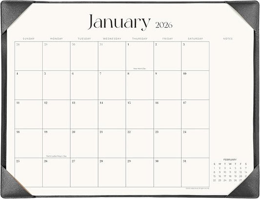 Simplified Desk Calendar 2026 with Desktop Mat, Cabbrix Large Desk Pad Calendar 21" x 16-1/2" January 2026 to June 2027, Desk Blotter Calendar for Home School and Office (Dark Black)