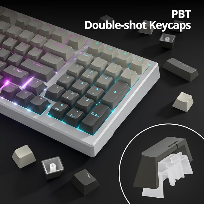 Guffercty kred 135 Key Gradient Keyboard Keycap Set Backlit, OEM Profile-PBT Material-Translucent Characters Compatible with MX Switches(Fading Ashes)