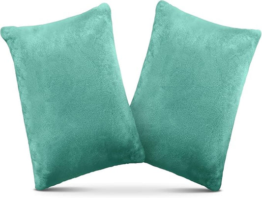 1 MIDDLE ONE 2 Pack Small Pillow, Memory Foam Mini Pillow 11 X 7 Inches for Travel, Sleeping, Nap and Neck, Knee, Lumbar Support, Tiny Cushion for Pet, Dogs (Teal Green)