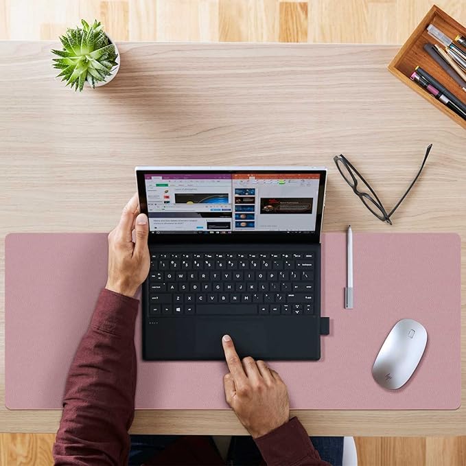Aothia Double-Sided PU Leather Desk Pad - Non-Slip Large Mouse Pad & Desk Mat for Office, Home - Waterproof, Easy to Clean, Durable Dual-Sided Surface (36" x 17", Purple)
