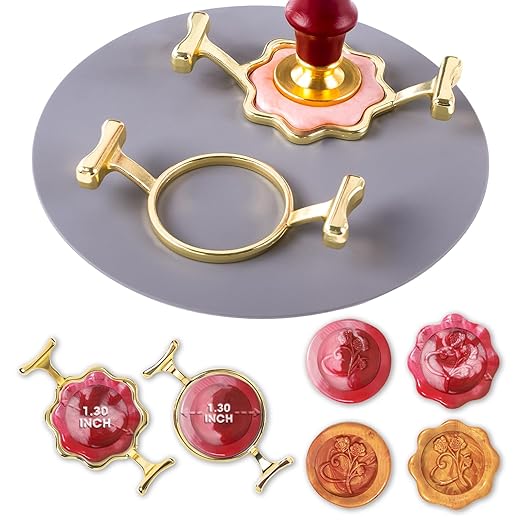 Yelsky Wax Seal Kit for 1.3 Inch Large Wax Seal Stamp, 2 Metal Molds with Round Flowers, for Gift Wrapping, Envelopes, Wedding Invitations, Wine Packaging, Greeting Cards, Documents