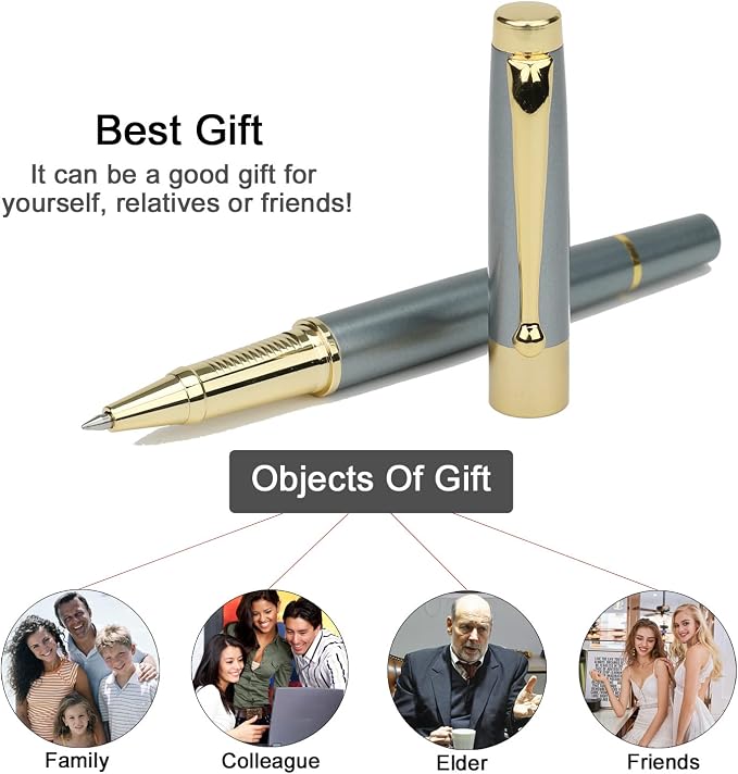 YIVONKA Ballpoint Pen Black Refill,Luxury Ballpoint Line width 0.5mm,Best Ball Pen Gift Set for Men & Women Professional Executive,Office,Nice BallPens Classy Gift Box (2 Blue)
