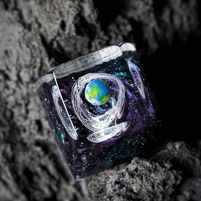 Earth Artisan Keycap Solar System - 1U ESC, R1 SA Profile Custom Handmade Resin Cherry MX Switch Key Cap Mechanical Keyboard, Cool Tech Gifts for Men, Dad, Father's Day, Gamer, Space Lover