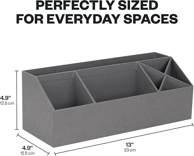 Bigso Elisa Desktop Organizer, Durable Office Desk Organizer for Office Supplies and Accessories, Desk Organizer with 7 Compartments for Customizable Organization,13.1”x4.9”x4.9”, Grey