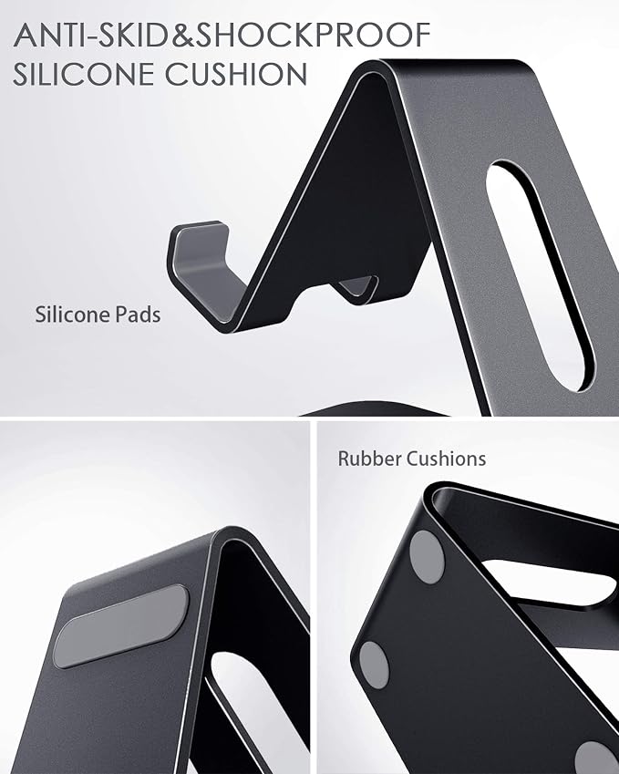 CreaDream Cell Phone Stand, Cradle, Holder, Aluminum Desktop Stand Compatible with Switch, All Smart Phone, iPhone 11 Pro Xs Max Xr X Se 8 7 6 6s Plus SE 5 5s-Black