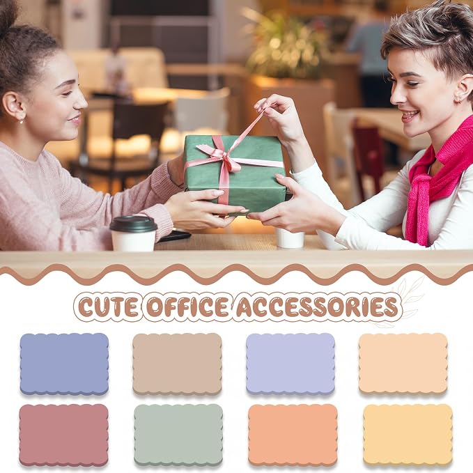 Eaasty 8 Pack Scalloped Sticky Notes Cute Adhesive Memo Pads Vintage Colors Aesthetic Unlined Self Stick Note Pads 3" x 5" Pretty Wavy Sticky Notes Bulk 240 Sheets for School Office Supplies
