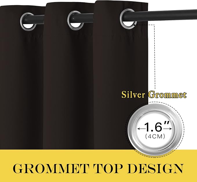 NICETOWN Blackout Thick Window Curtain - (W52 x L108, Brown, 1 Panel) Thermal Insulated Grommet Drape Panel for Bedroom and Living Room