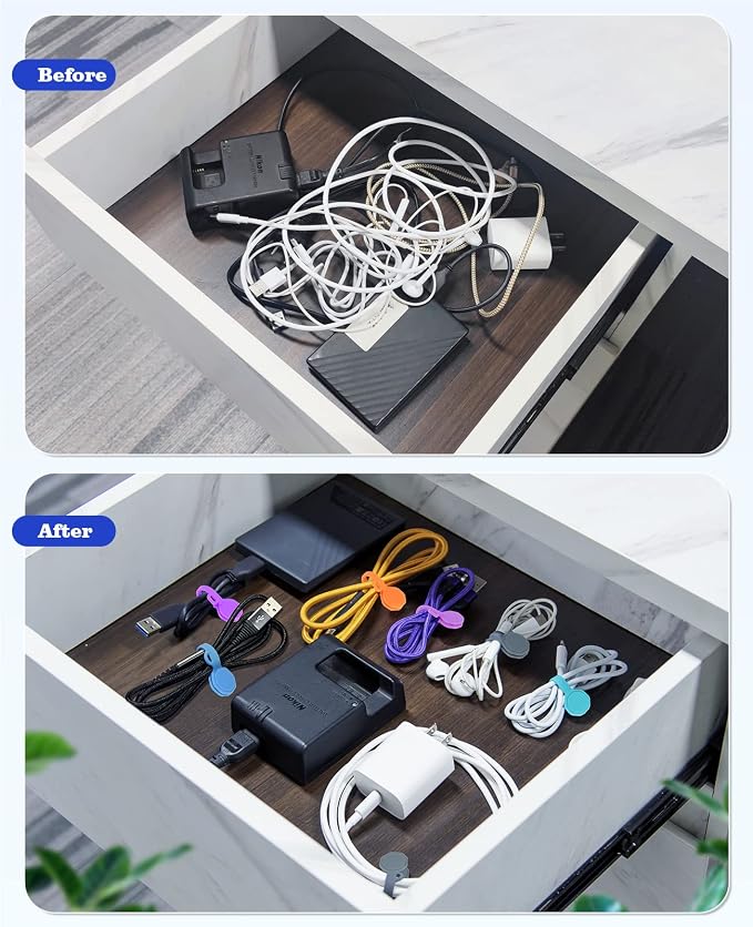 13 PCS Silicone Magnetic Cable Ties, Reusable cord Organizer clips | magnet cord holder for phone charging, compatible with USB/lightning cables, bookmarks, whiteboard magnets, fridge magnets