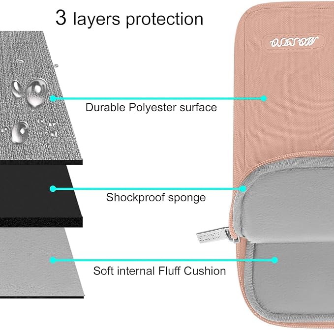 MOSISO Laptop Case 15 inch, 15 inch Laptop Sleeve Compatible with MacBook Air M5 A3448 M4 A3241 M3 A3114 M2 A2941 2026-2023, Dell XPS, Polyester Vertical Computer Sleeve Bag with Pocket, Salmon Pink