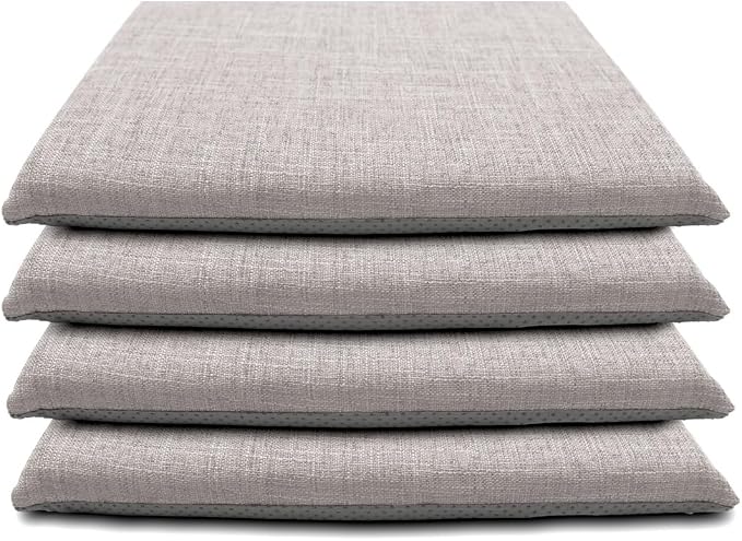 Lifup 4 Pack Chair Cushion, Square Dining Chair Pads Grey 18 x 18 Inch | Memory Foam Pads, Non-Slip, Thick, Removable Cover with Ties, Seat Cushions for Kitchen Chairs, Home Office Restaurant