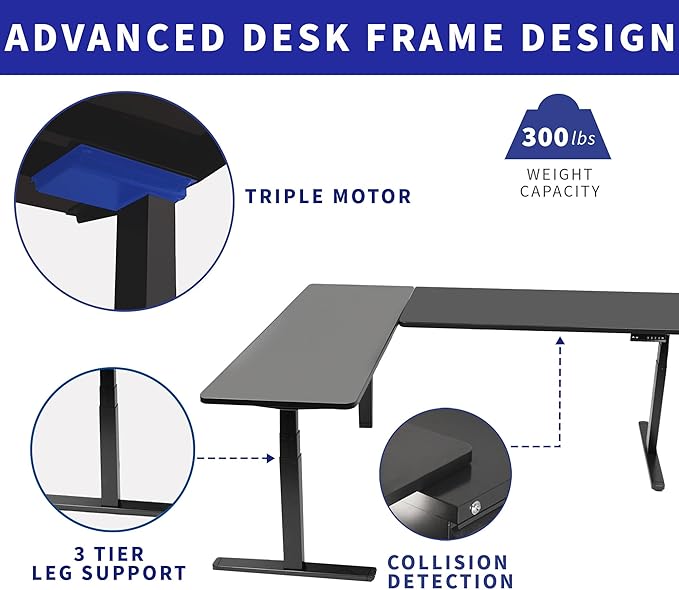 VIVO Electric Height Adjustable 83 x 60 inch Corner Stand Up Desk, 2 White Dry Erase Solid Table Tops, Black Frame, Memory Controller, L-Shaped Workstation, 3E Series, DESK-KIT-3E8BWE
