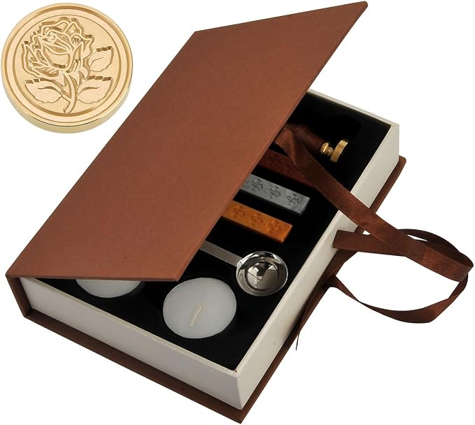 The Rose Wax Seal Stamp Set, Yoption Classic Vintage Seal Wax Stamp Set, Retro Seal Stamps Maker Gift Box Set (The Rose #3)