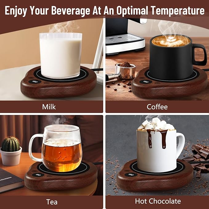 Mug Warmer, 3 Temperature Settings Coffee Mug Warmer, 2-12H Timed Settings Coffee Warmer, Digital Display Mug Warmer for Desk with Touch Control, 25W Coffee Cup Warmer for Tea, Coffee, Milk, Candles