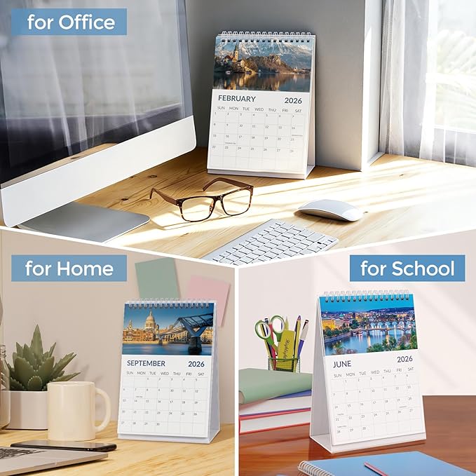 Desk Calendar 2026, 18 Months Desk Calendar 2026-2027 - From January 2026 to June 2027, Small Calendar 2026-5.9" x 8.9", Small Desk Calendar with Dual Coil for School, Home and Office Supplies, Natural Seasons