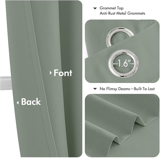 MIULEE Blackout Curtains for Bedroom Living Room 2 Panels, Thermal Insulated Room Darkening Drapes Grommet Noise Reducing Light Blocking Window Treatments 84 Inches Long 40x84 Inch Light Green