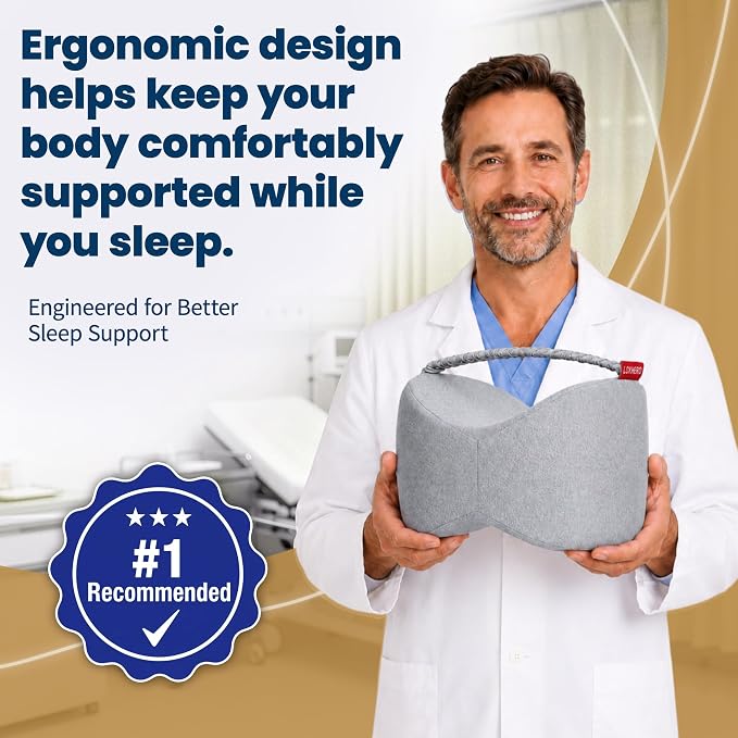 Knee Pillow for Side Sleepers,Memory Foam Leg Pillow with Strap,Between the Knees Pillows for Side Sleeping,Support Cushion for Sciatica,Back,Hip,Knee,Joints and Spine Alignment,Grey