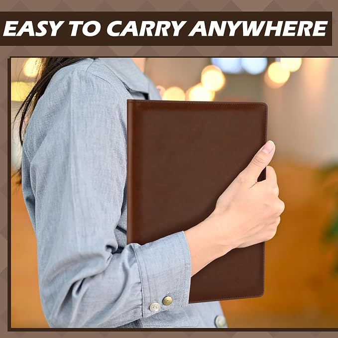 Fuyoooo 6 Pcs Bulk Professional Padfolio with Clipboard Leather Portfolio Folder Binder Legal Pad Holder for A4 Letter Size Notepad Resume Ideal Organizer for Business Office Conference (Brown)