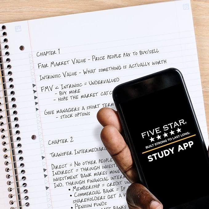 Five Star and National Wildlife Federation Spiral Notebook + Study App, 1 Subject, College Ruled Paper, 11" x 8-1/2", 80 Sheets, Forest Bear, 1 Count (820088FM)