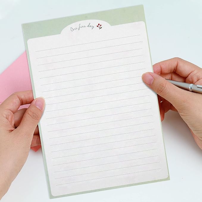 KSIWRE Stationary Paper and Envelopes Set, 36 PCS Lined Stationary Writing Paper with 18 PCS Matching Envelopes, Fresh Floral Style Letter Writing Paper for Invitations Gifts Holiday Wishes