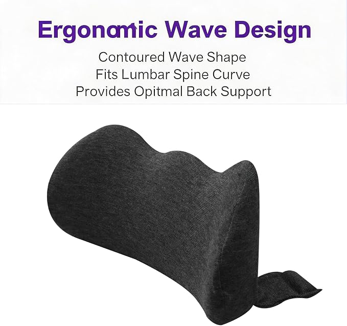 Lumbar Support Pillow for Car, Ergonomic Memory Foam Lumbar Pillow with Breathable Removable Washable Cover fit Car,Office Chair, Back Support for Relaxing & Comfort