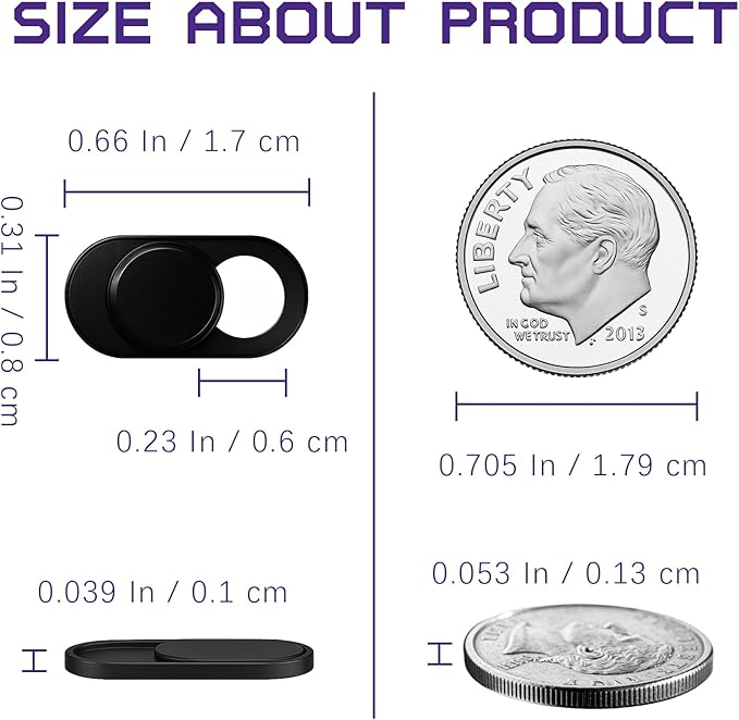 Webcam Cover Slide (3-Pack) – Ultra-Thin Metal Privacy Cover for Laptop, MacBook, iMac, iPad, PC & iPhone – Black