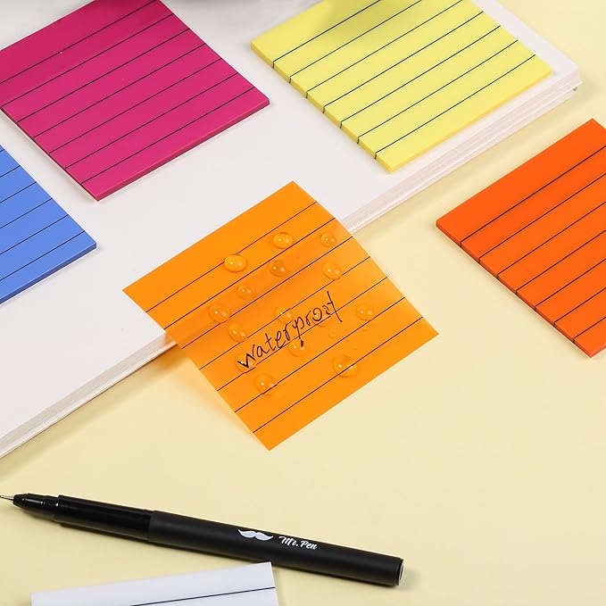 Mr. Pen- Transparent Sticky Notes, 3"x3", 10 Pads, 7X Lined, 3X Blank, 500 Sheets, Vibrant Colors, Lined Transparent Sticky Notes Lines, Back to School Supplies, Stocky Notes for Bible Journaling