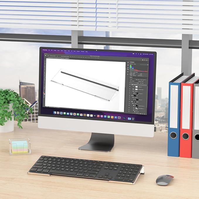 Computer Keyboard Stand Holder - Ergonomic Acrylic Keyboard Stand for Desktop Comfortable Keyboard Tray Riser with Silicone Anti-Slip Strip for Home School Office Desk Accessory, Clear