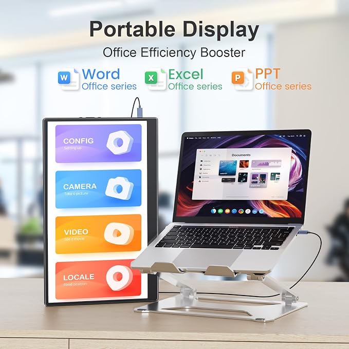 UFYQL Portable Monitor 15.6-inch FHD 1080P Ultra-Slim Travel External Monitor HDR IPS Gaming Display with Kickstand &Speakers USB-C HDMI Plug&Play，for Laptop PC Phone PS4/5 Xbox Switch