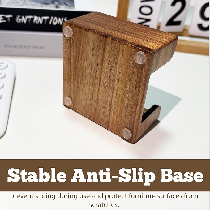 Wood Sticky Note Holder, 3x3 Crystal Clear Notepad Holder with Anti-Slip Base Post It Note Holder Sticky Note, Dispenser for Office Desk, Home Organizer