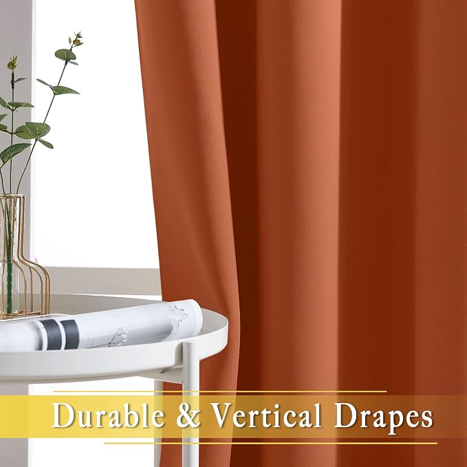NICETOWN Blackout Sliding Glass Door Curtains, Room Darkening Thermal Insulated Curtains for Living Room Bedroom, Extra Wide Window Drapes, 1 Panel, W80 x L118, Burnt Orange